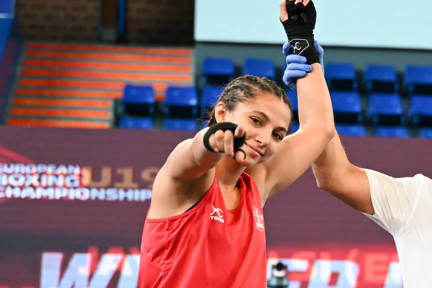 Jaya Kalsi, in an England vest, at the U19 European Boxing Championships.