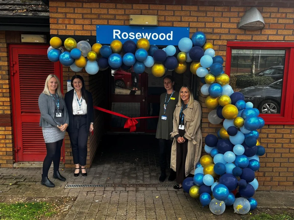 The ribbon across the door of Rosewood, on the St Michael's Hospital site in Warwick, at the opening of The Grove.